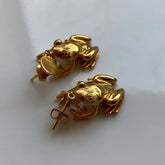 Boucles d'oreilles faites main dorée I Grenouille